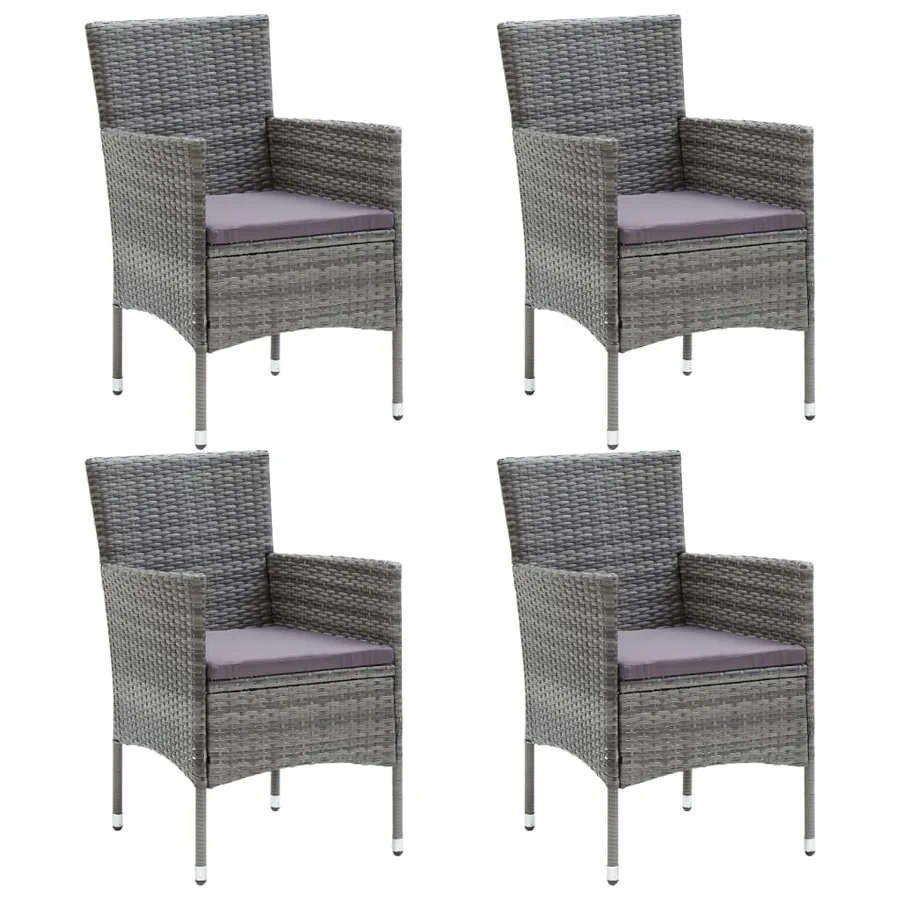 Ensemble à manger de jardin 5 pcs Gris Résine tressée et verre - 6