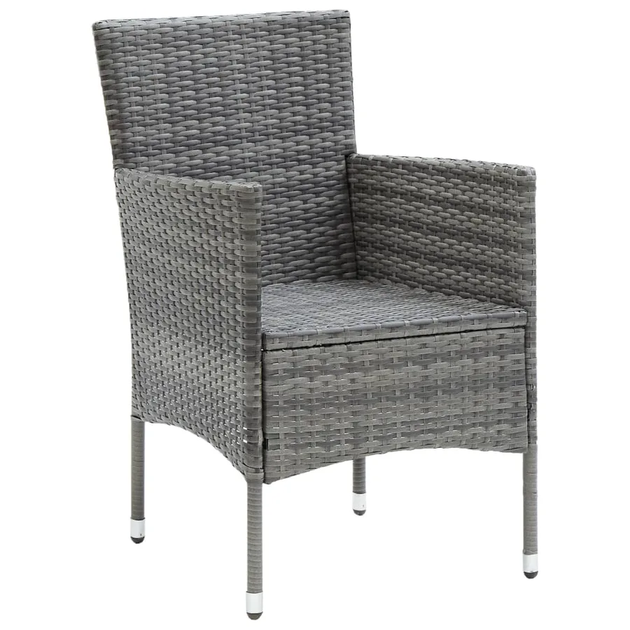 Ensemble à manger de jardin 5 pcs Gris Résine tressée et verre - 9