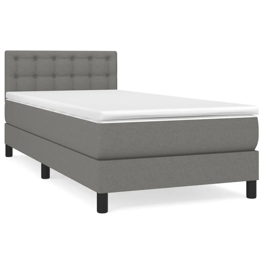 Sommier à lattes de lit avec matelas Gris foncé 80x200 cm Tissu - 2