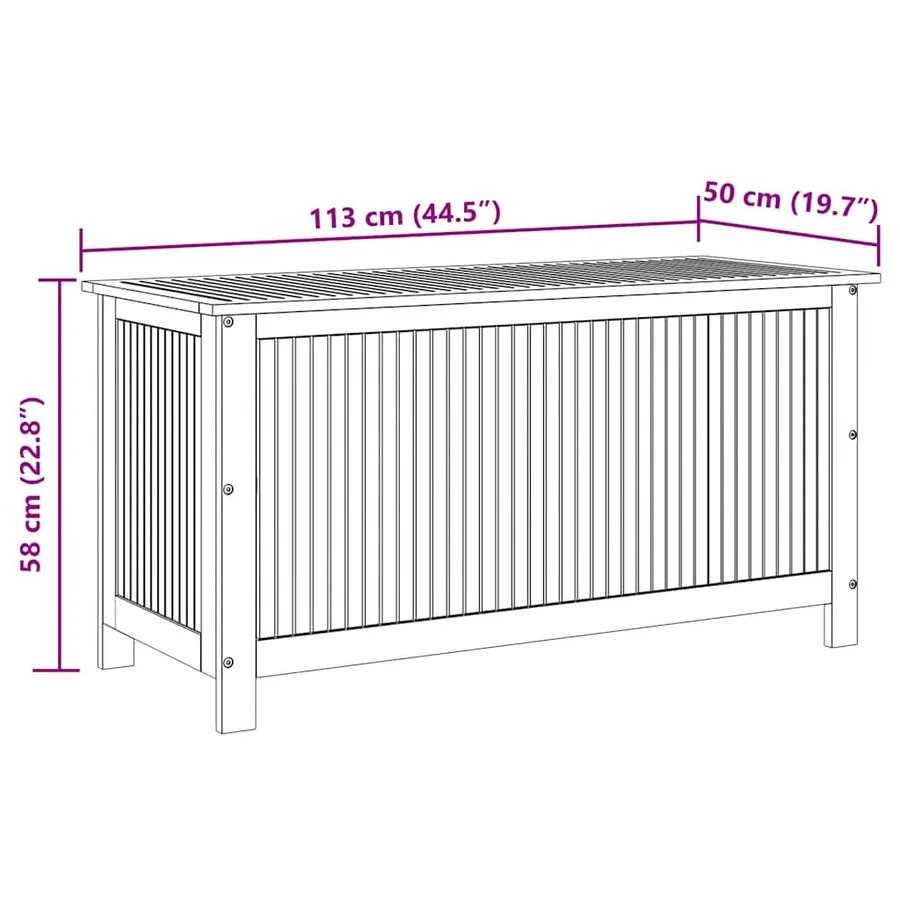 Boîte de rangement de jardin 113x50x58 cm Bois d'acacia solide - 11