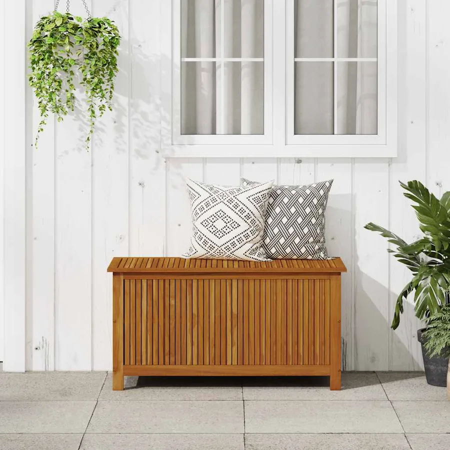 Boîte de rangement de jardin 113x50x58 cm Bois d'acacia solide - 3