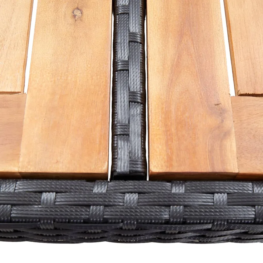 Ensemble de bar 5 pcs Résine tressée et bois d'acacia Noir - 10