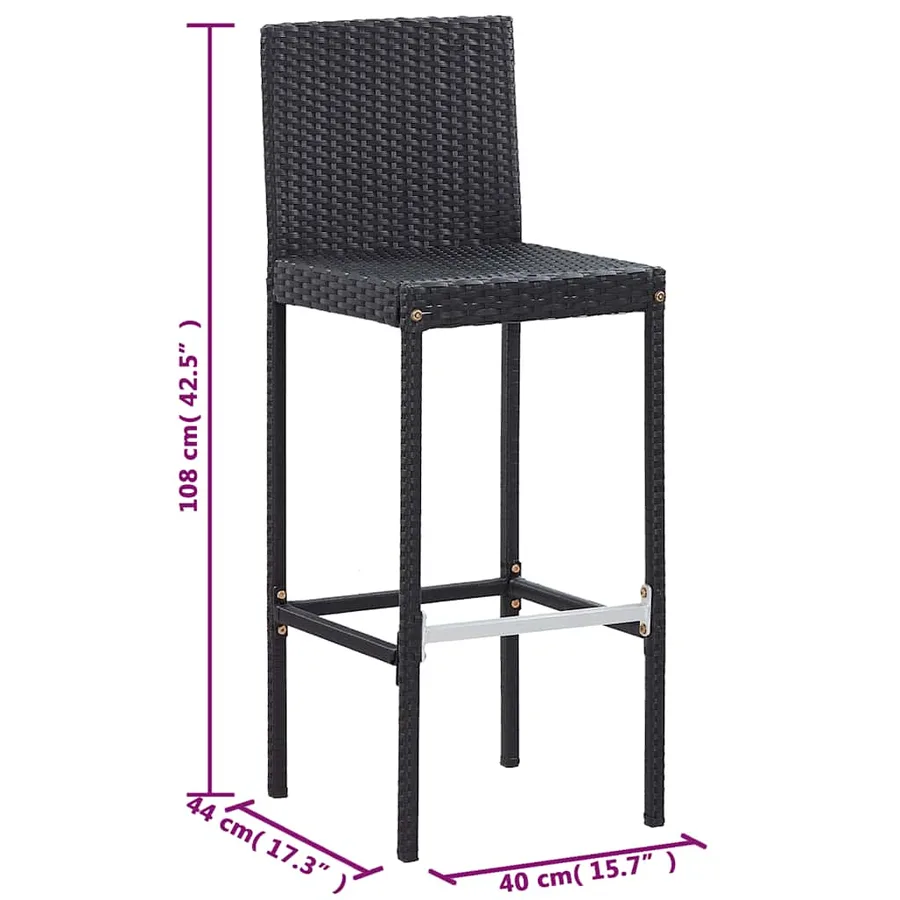 Ensemble de bar 5 pcs Résine tressée et bois d'acacia Noir - 11