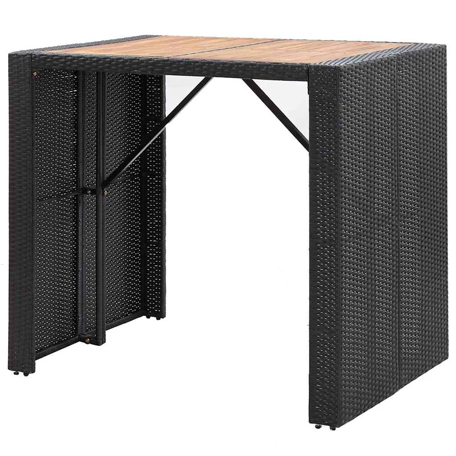 Ensemble de bar 5 pcs Résine tressée et bois d'acacia Noir - 6