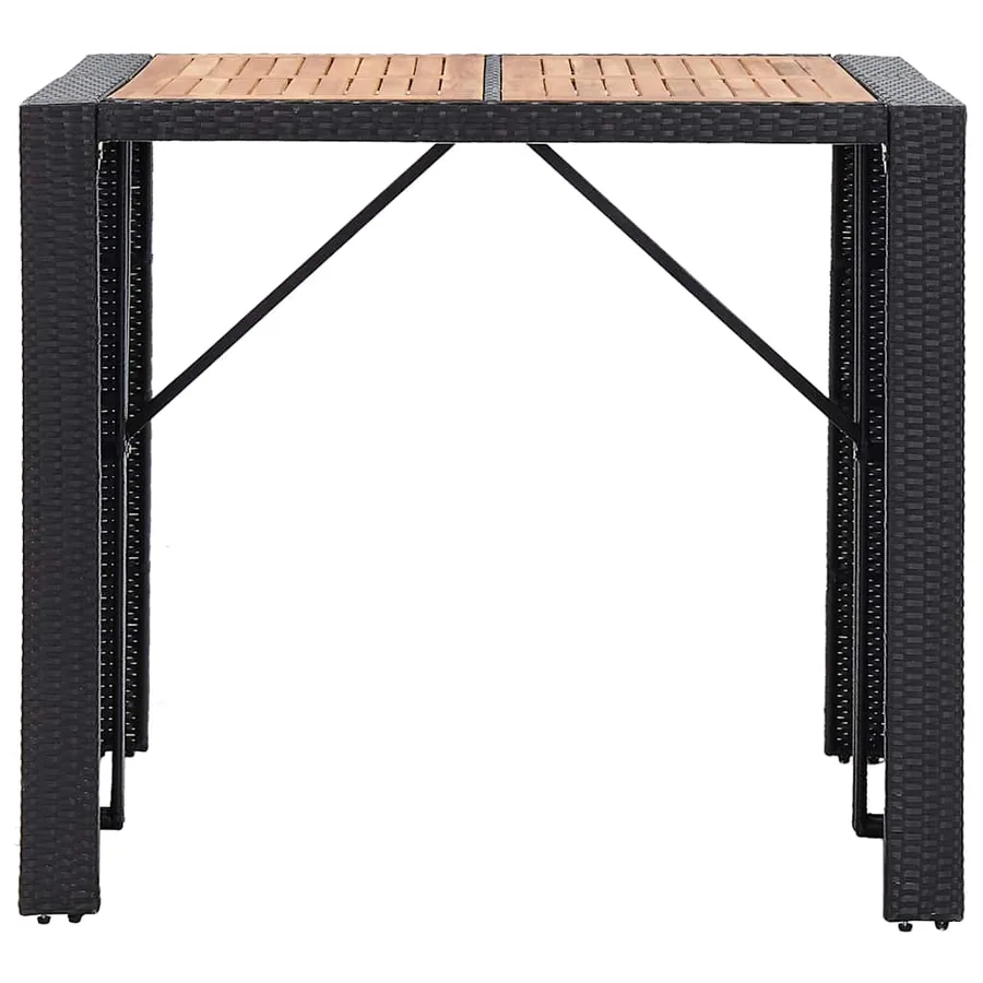 Ensemble de bar 5 pcs Résine tressée et bois d'acacia Noir - 7