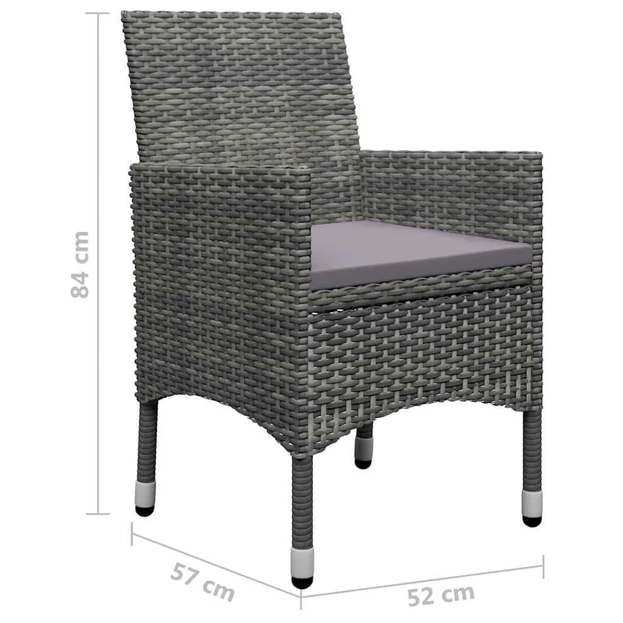 Ensemble à manger de jardin 9 pcs Gris - 12