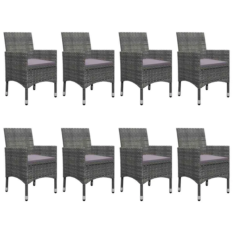 Ensemble à manger de jardin 9 pcs Gris - 5