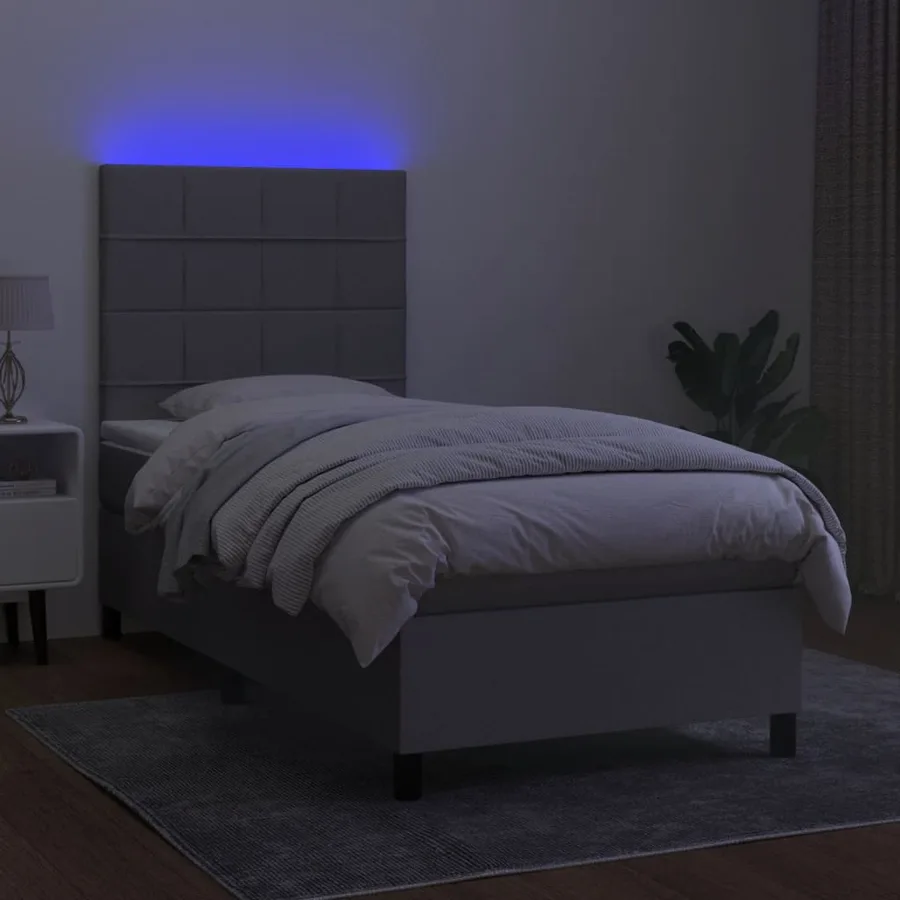 Sommier à lattes de lit avec matelas et LED Gris clair 90x200cm - 4