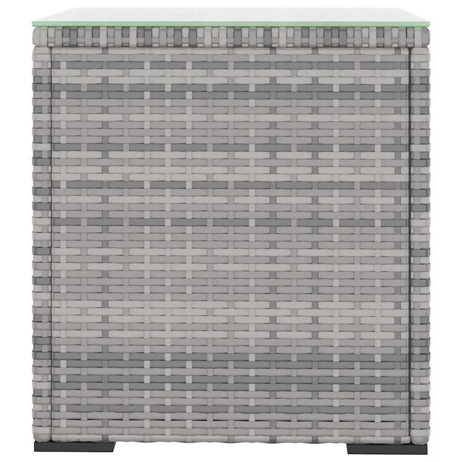Table d'appoint gris 40x37x40,5 cm poly rotin et verre trempé - 3
