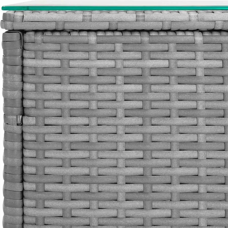 Table d'appoint gris 40x37x40,5 cm poly rotin et verre trempé - 4