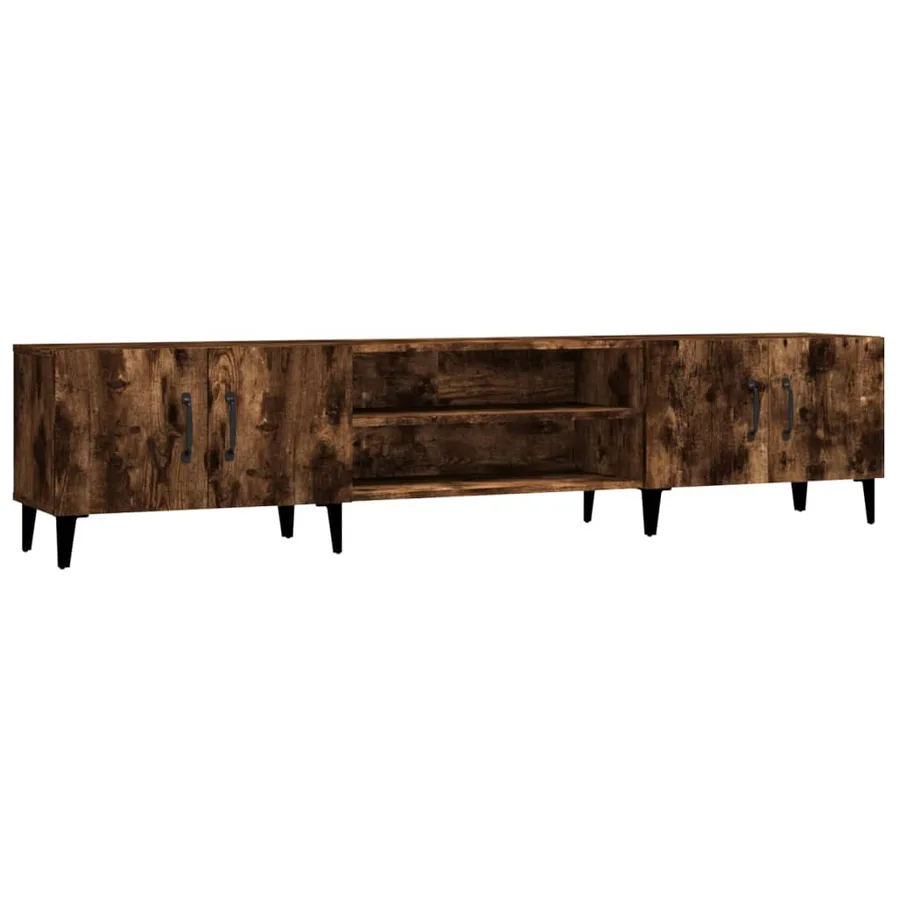 Meuble TV chêne fumé 180x31,5x40 cm bois d'ingénierie - 2