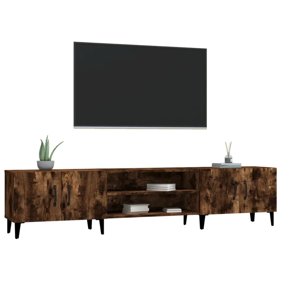 Meuble TV chêne fumé 180x31,5x40 cm bois d'ingénierie - 4