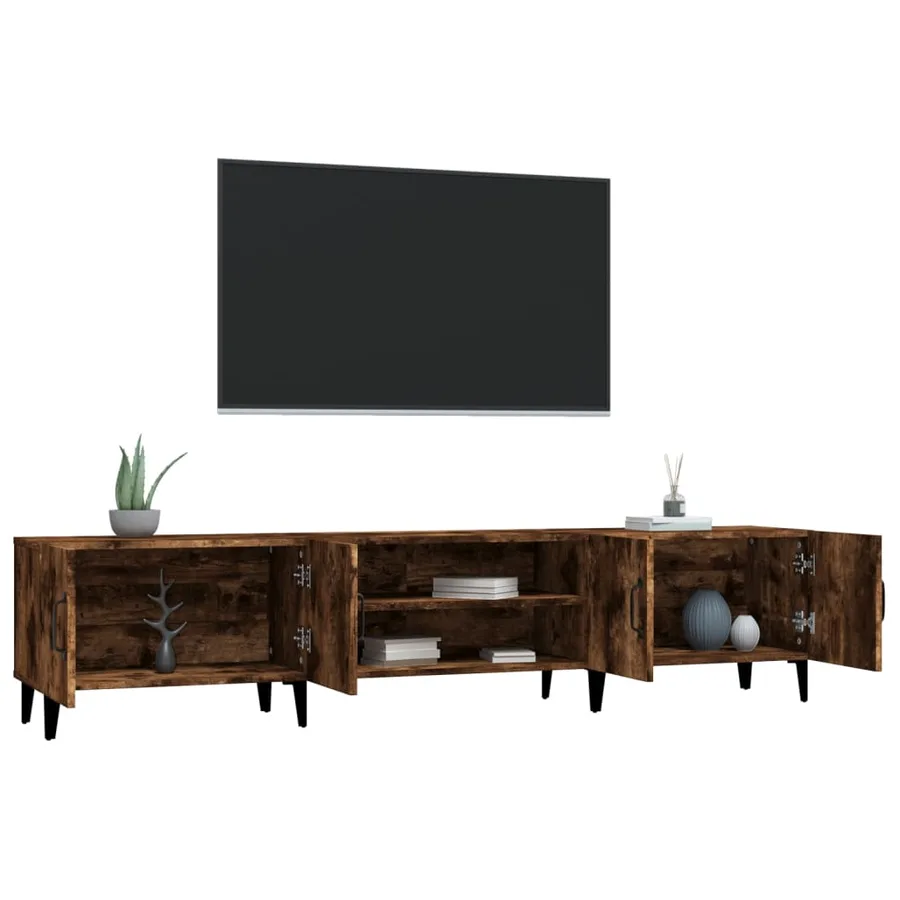 Meuble TV chêne fumé 180x31,5x40 cm bois d'ingénierie - 5