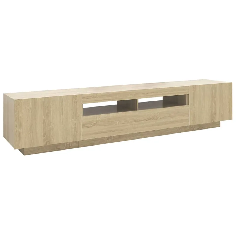 Meuble TV avec lumières LED Chêne sonoma 200x35x40 cm - 7