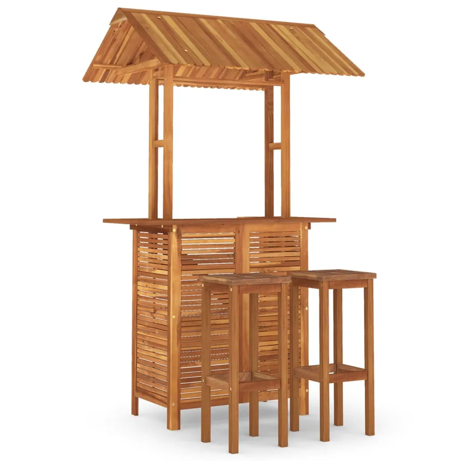 Ensemble de bar de jardin 3 pcs Bois d'acacia solide - 2