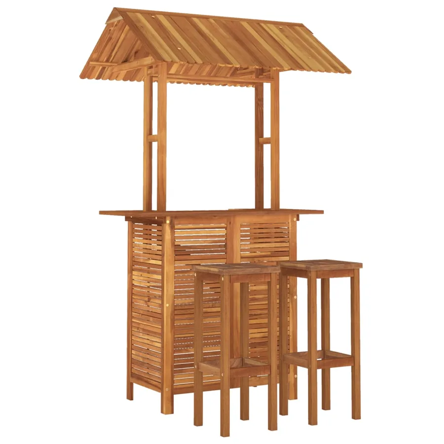 Ensemble de bar de jardin 3 pcs Bois d'acacia solide - 3