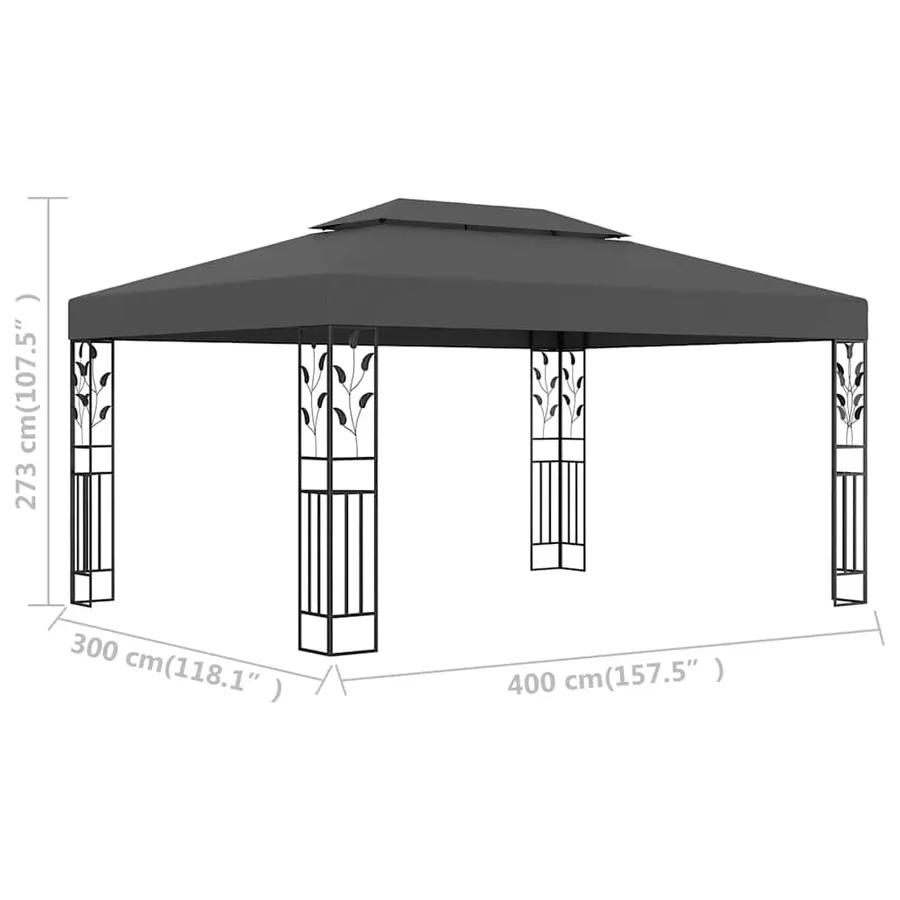 Tonnelle avec double toit 3x4 m Anthracite - 6