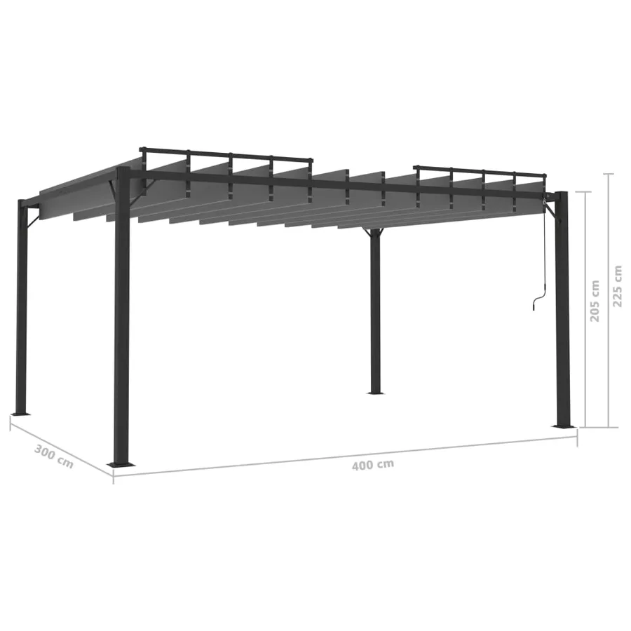 Tonnelle avec toit à persienne 3x4 m Anthracite Tissu aluminium - 8