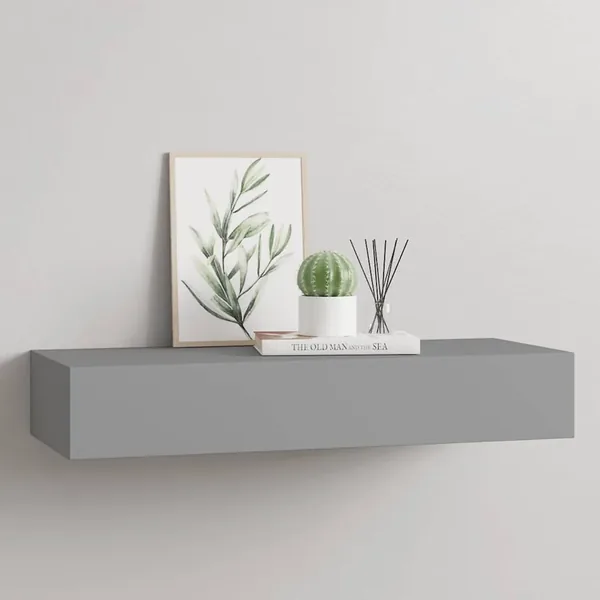 Étagère à tiroir murale Gris 60x23,5x10 cm MDF