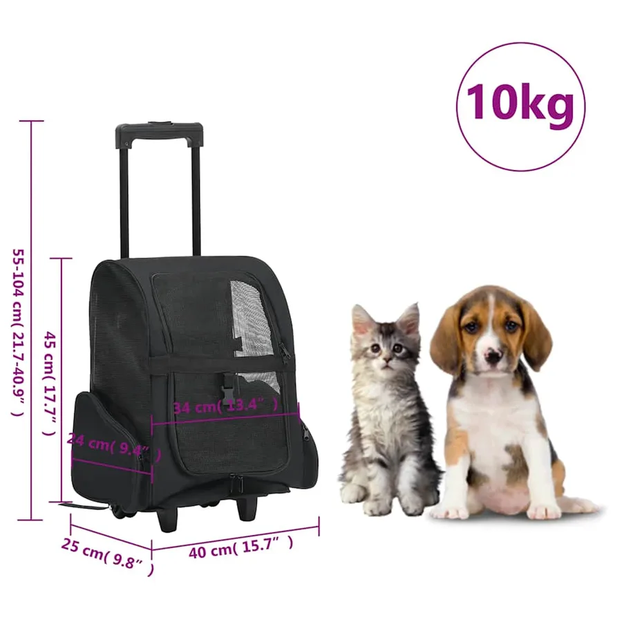 Chariot polyvalent pliable pour animaux de compagnie noir - 8