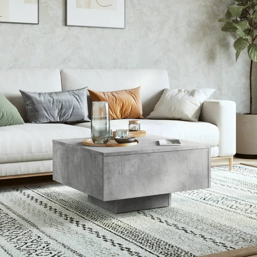 Table basse gris béton 60x60x31,5 cm bois d'ingénierie - 3