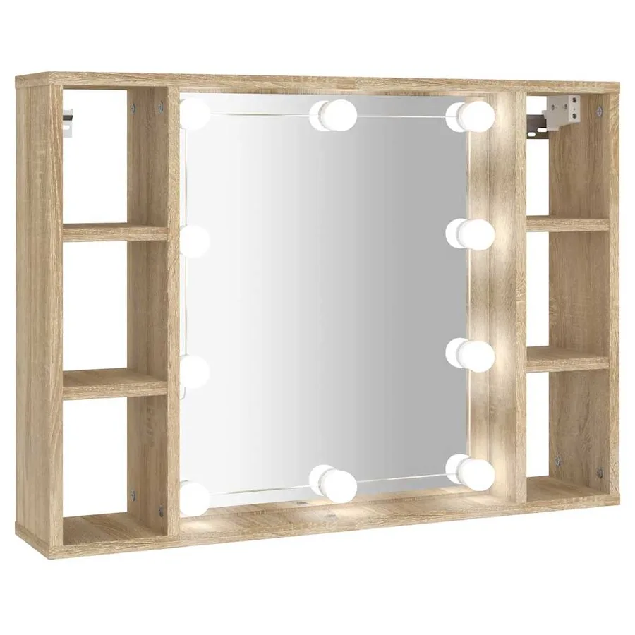 Armoire de miroir avec LED Chêne sonoma 76x15x55 cm - 2