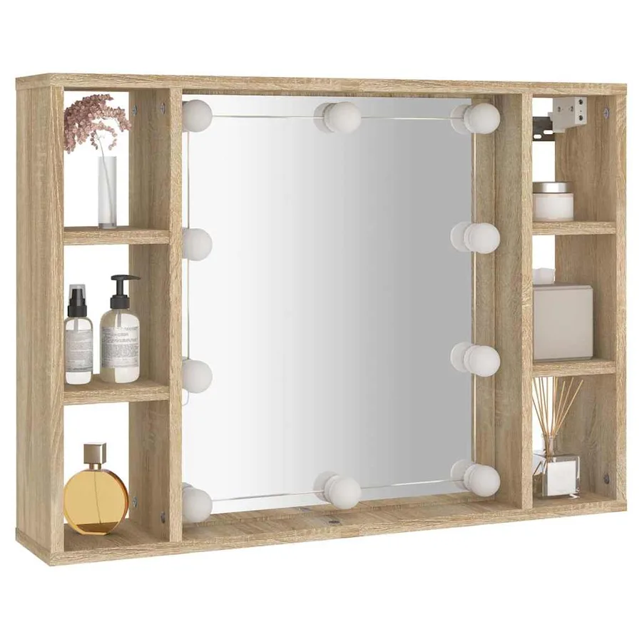 Armoire de miroir avec LED Chêne sonoma 76x15x55 cm - 6