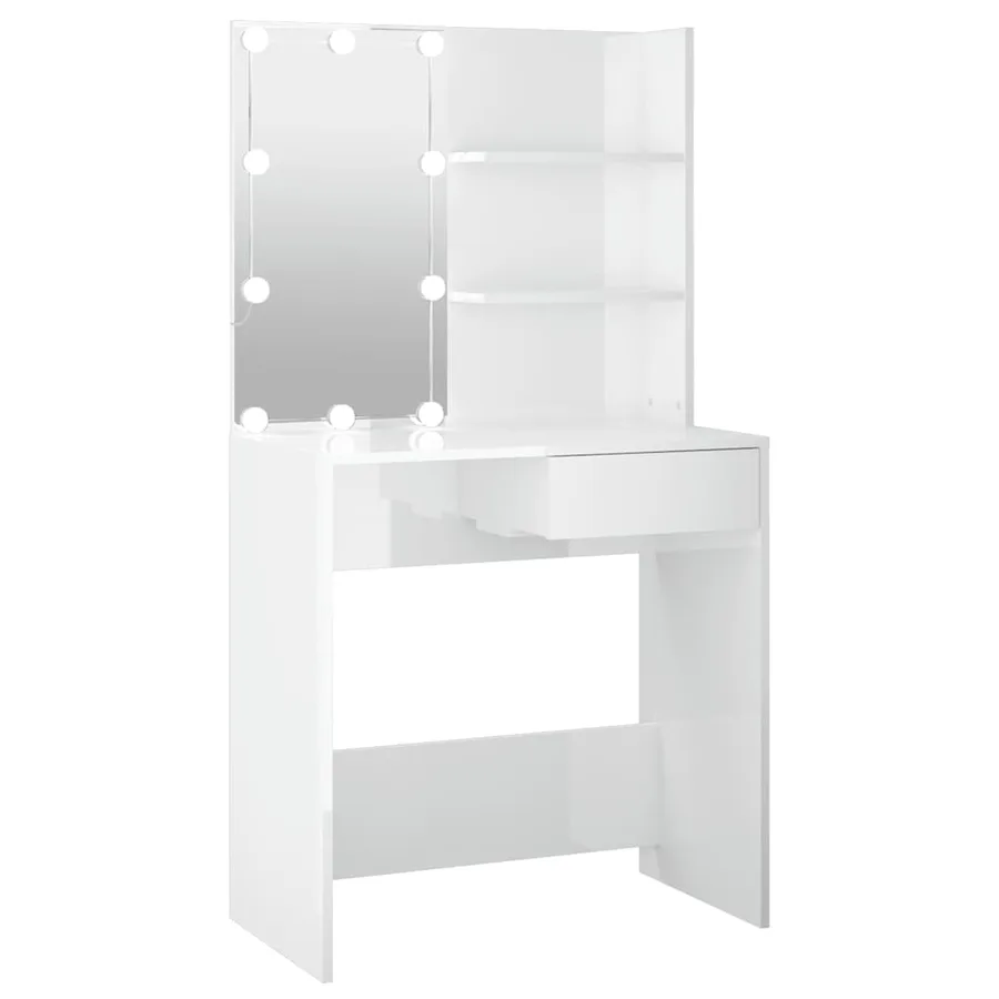 Coiffeuse avec LED Blanc brillant 74,5x40x141 cm - 2