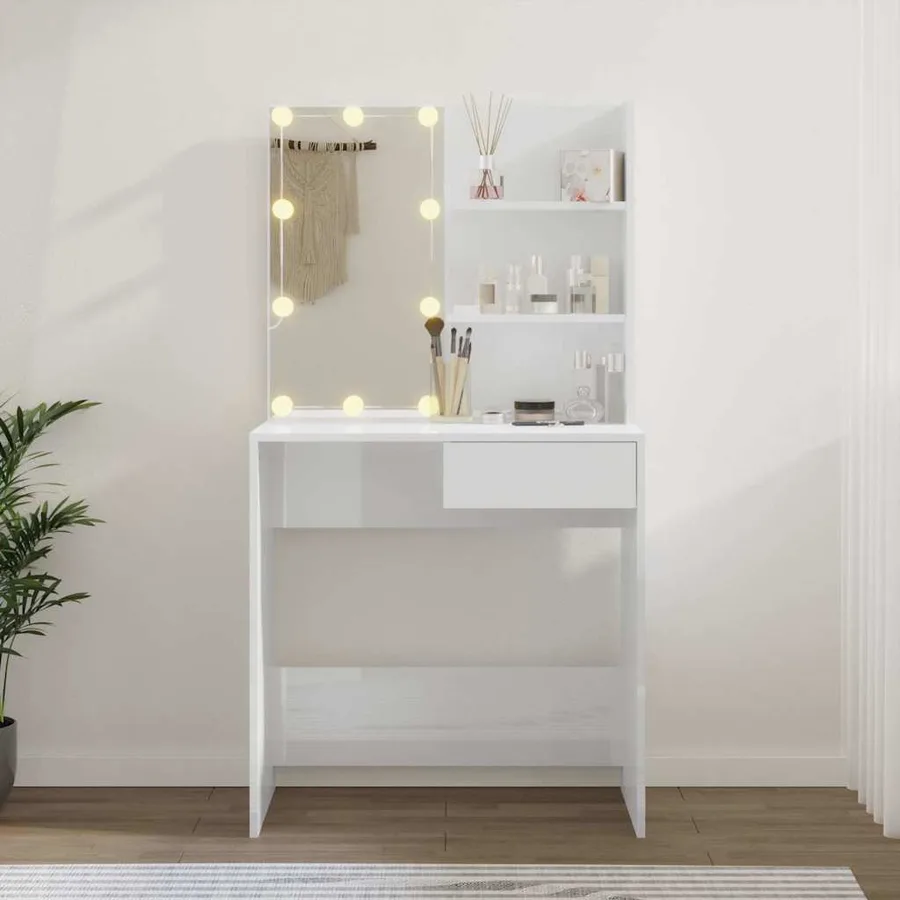 Coiffeuse avec LED Blanc brillant 74,5x40x141 cm - 3