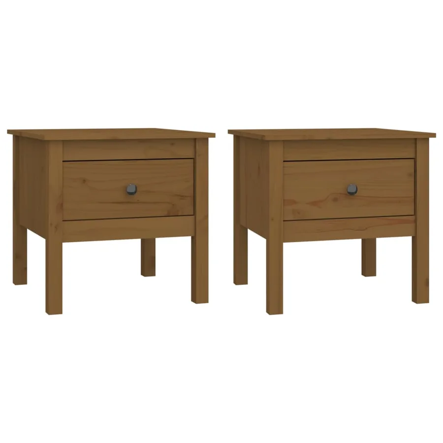 Tables d'appoint 2pcs Marron miel 50x50x49cm Bois massif de pin - 2