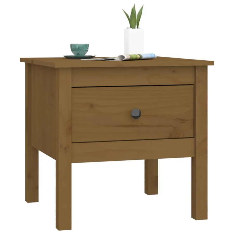 Tables d'appoint 2pcs Marron miel 50x50x49cm Bois massif de pin - 6