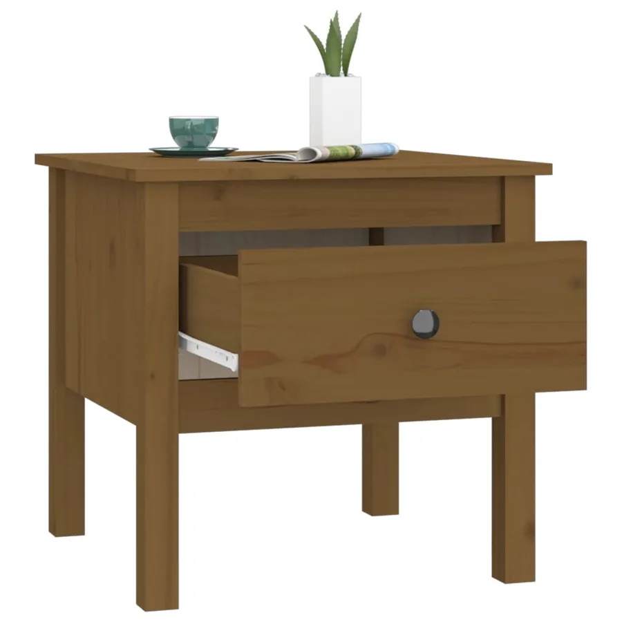 Tables d'appoint 2pcs Marron miel 50x50x49cm Bois massif de pin - 7