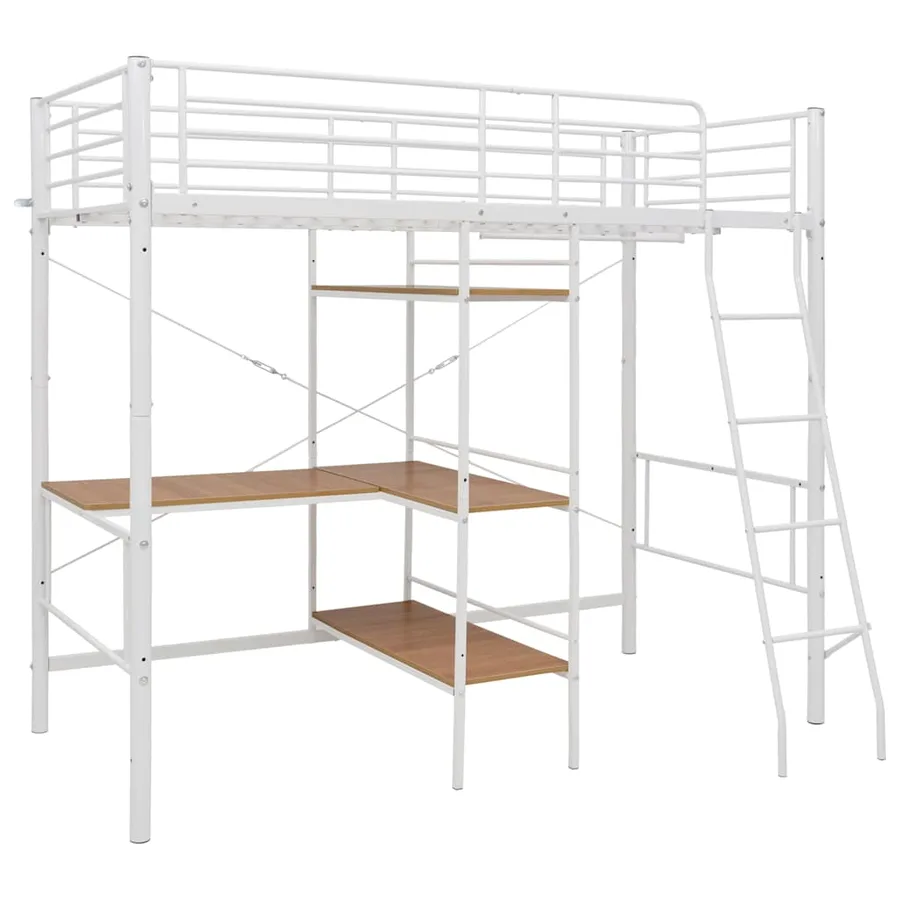Lit superposé avec table sans matelas blanc métal 90x200 cm - 2