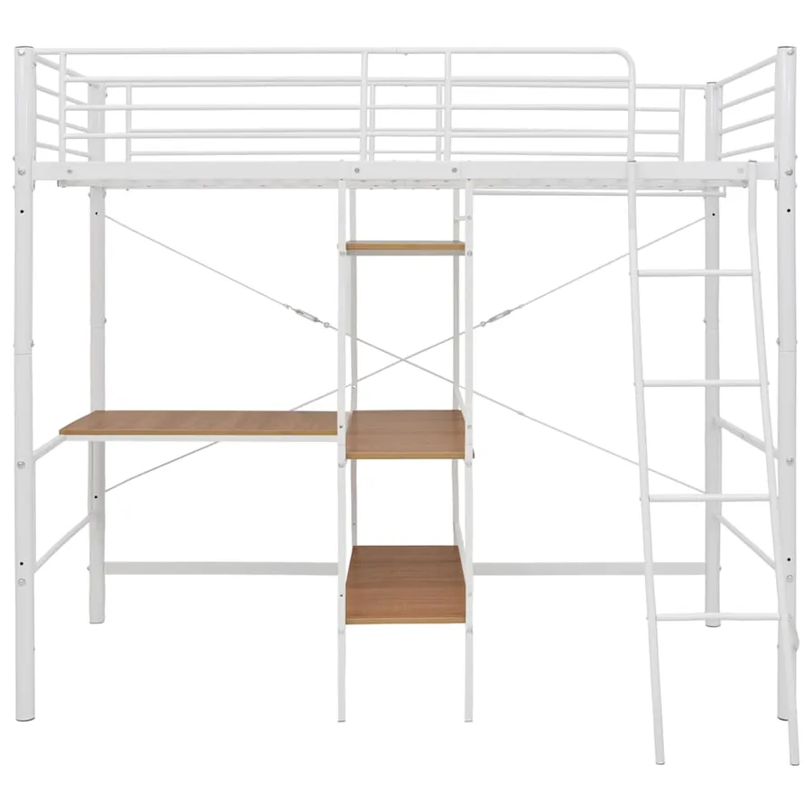 Lit superposé avec table sans matelas blanc métal 90x200 cm - 3