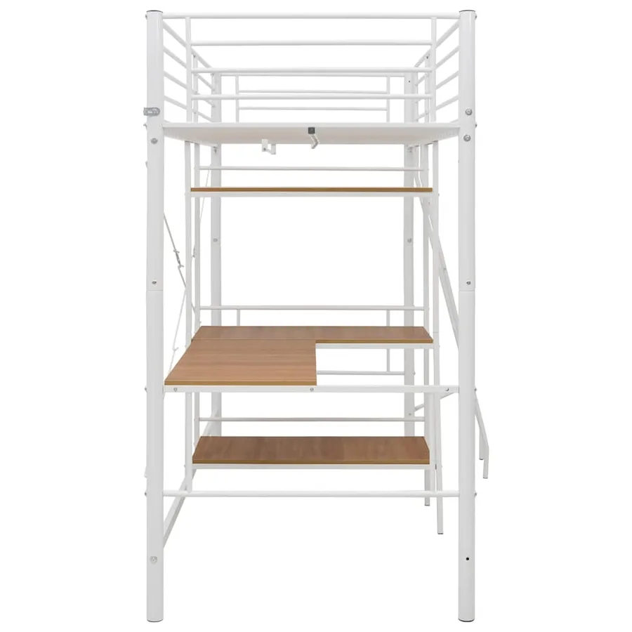 Lit superposé avec table sans matelas blanc métal 90x200 cm - 4
