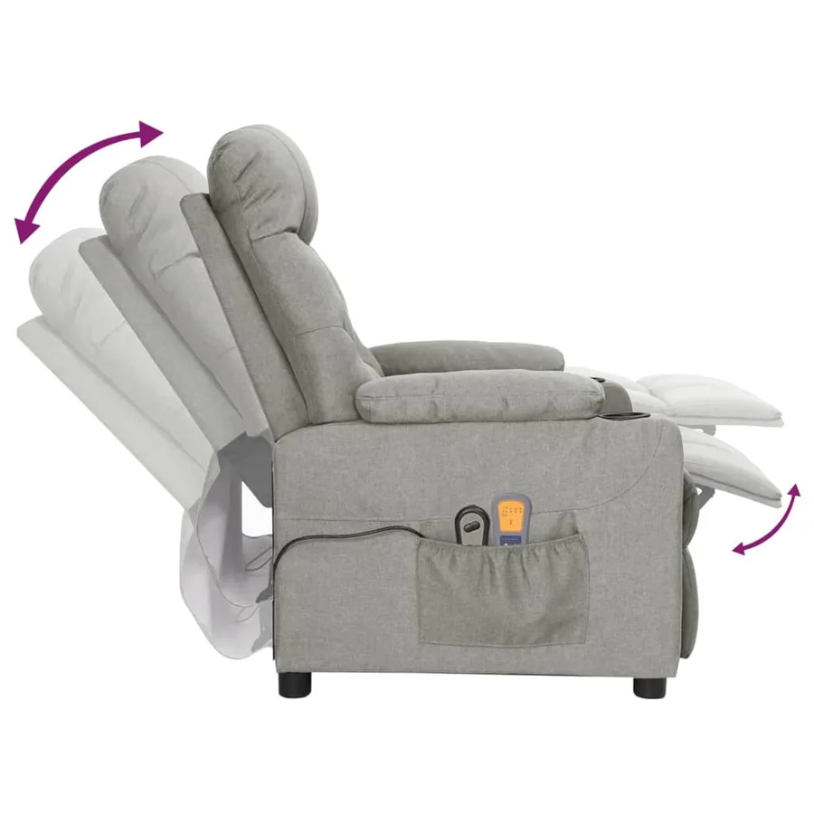Fauteuil électrique de massage Gris clair Tissu - 7
