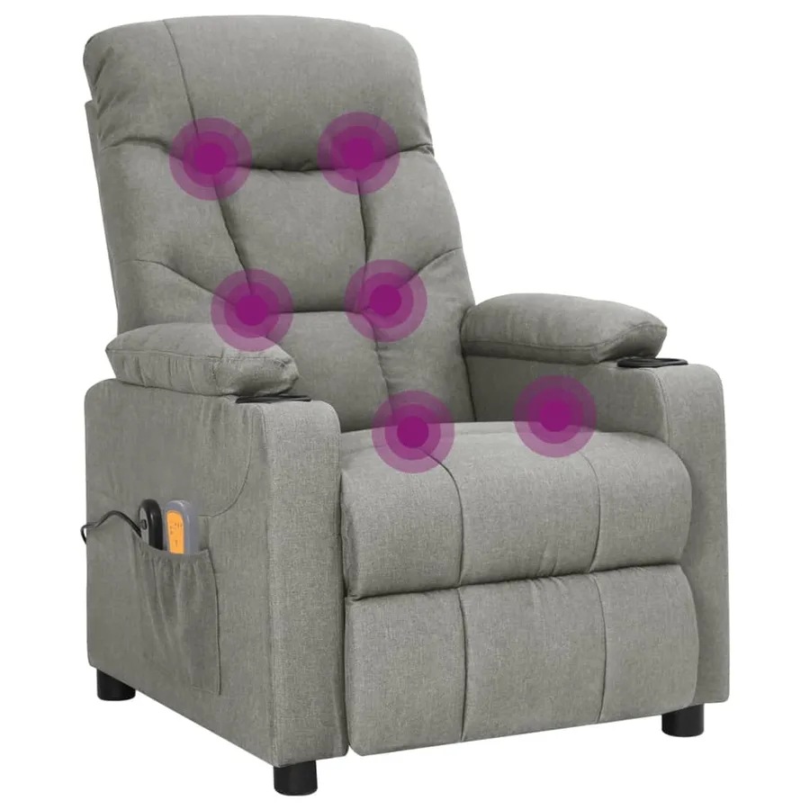 Fauteuil électrique de massage Gris clair Tissu - 8
