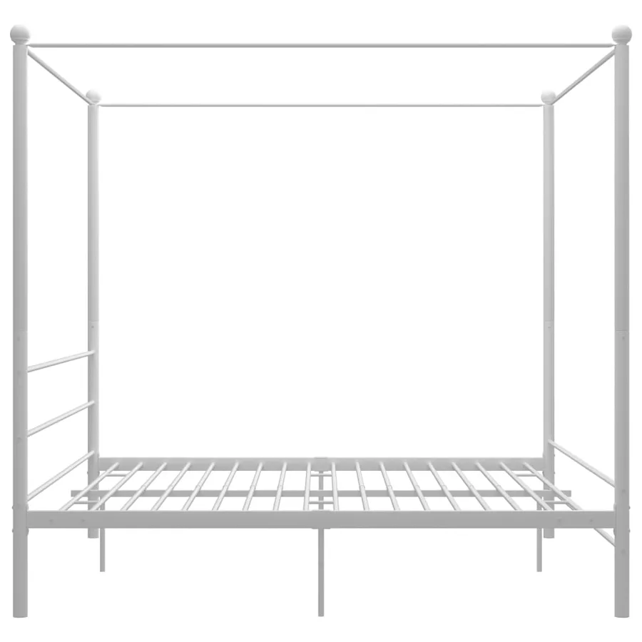 Cadre de lit à baldaquin sans matelas blanc métal 180x200 cm - 3