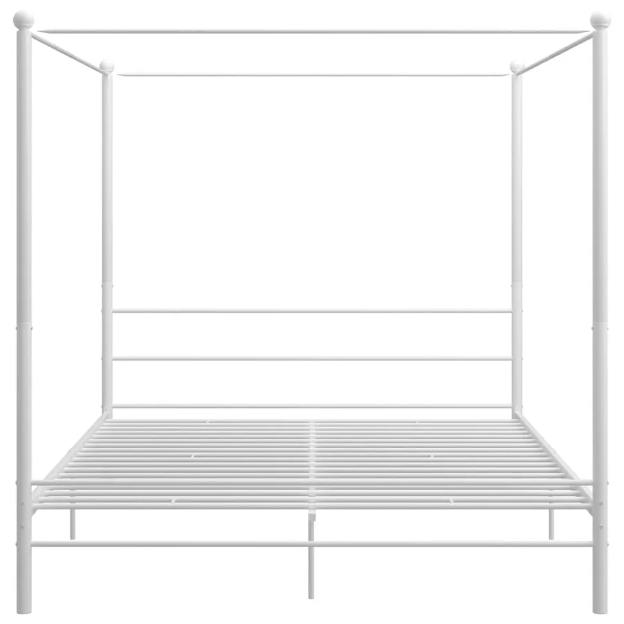 Cadre de lit à baldaquin sans matelas blanc métal 180x200 cm - 4