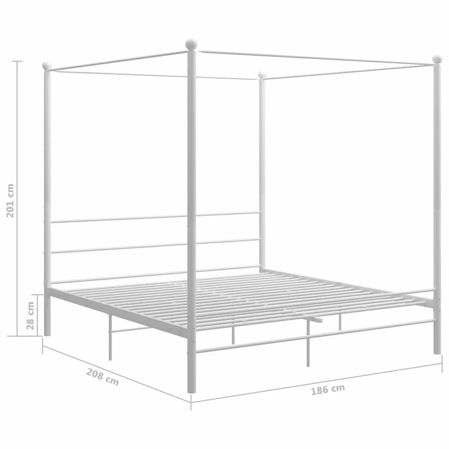 Cadre de lit à baldaquin sans matelas blanc métal 180x200 cm - 6