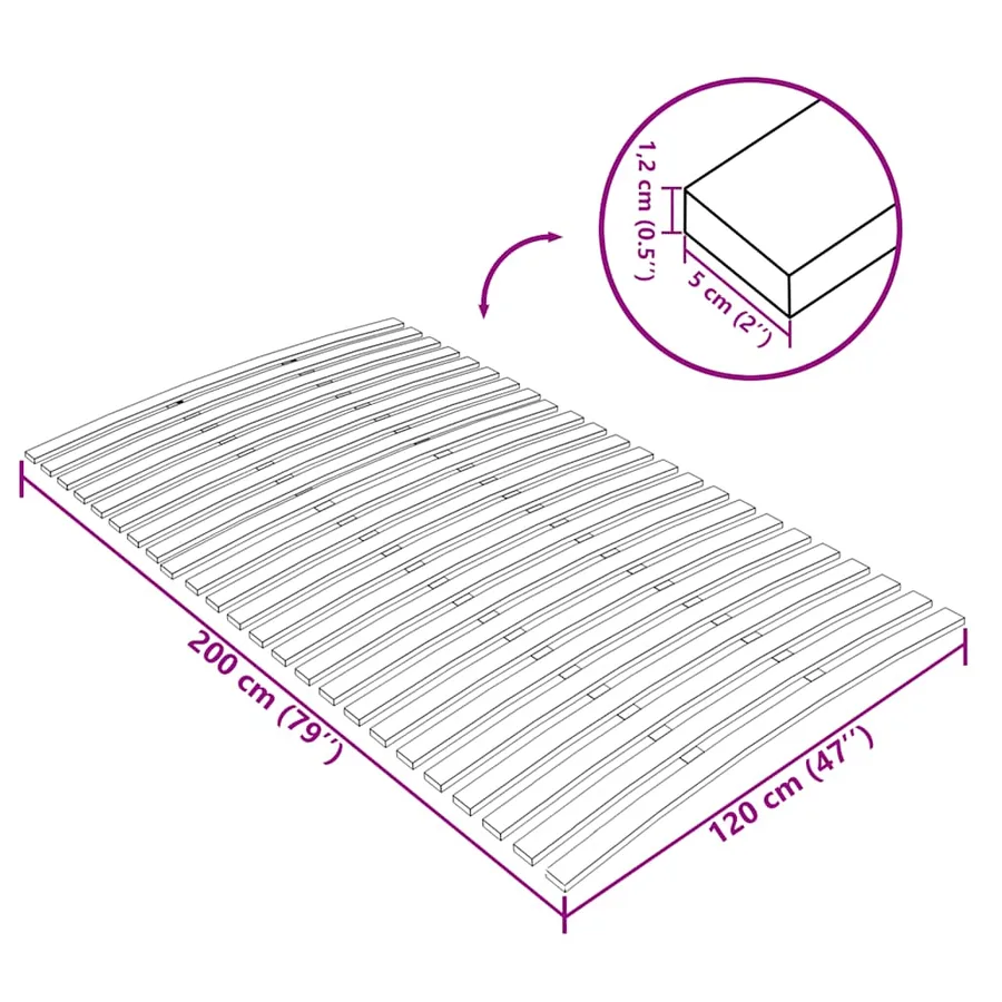 Latte de rechange pour sommier avec 24 lattes 120 x 200 cm - 8