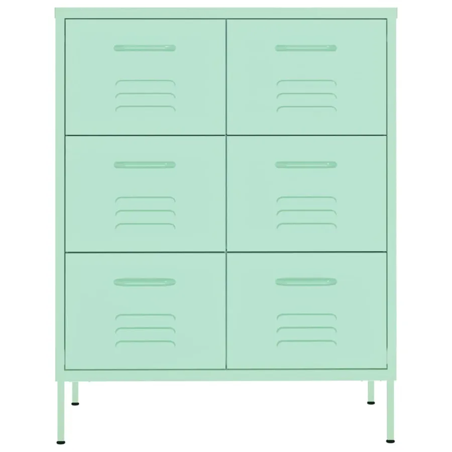Armoire à tiroirs Vert menthe 80x35x101,5 cm Acier - 3