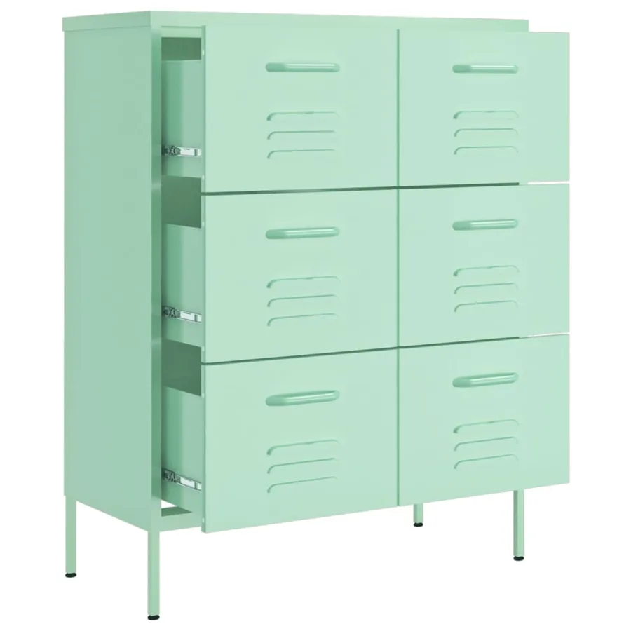 Armoire à tiroirs Vert menthe 80x35x101,5 cm Acier - 6
