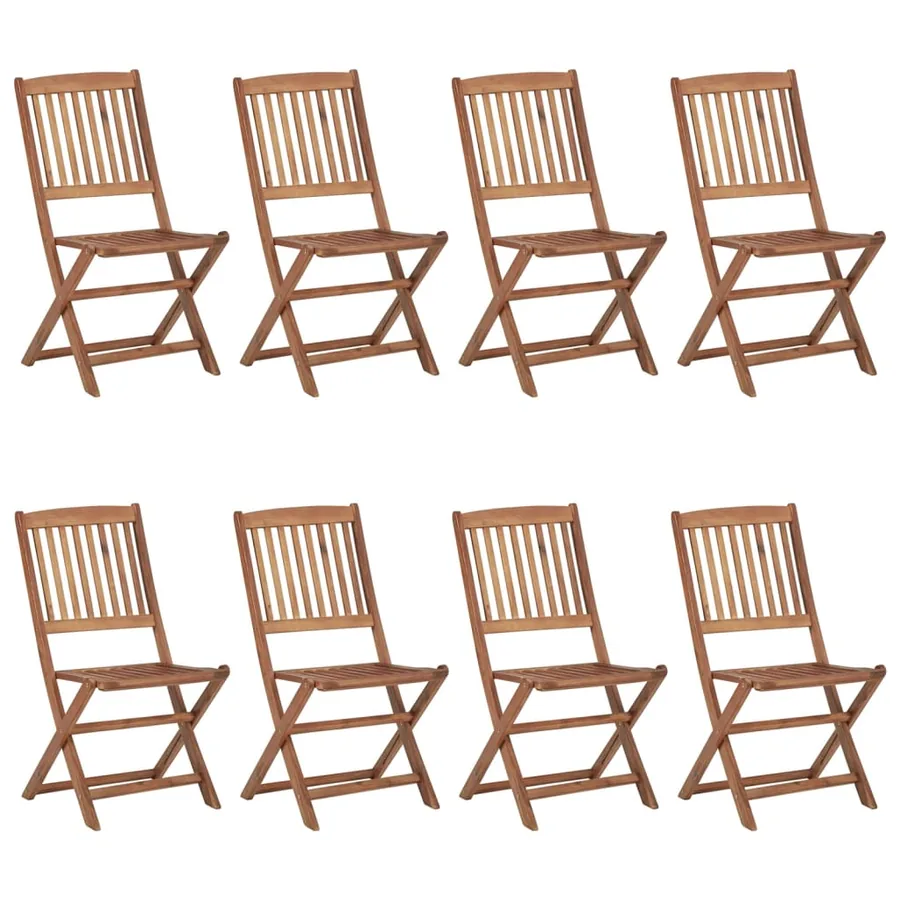 Chaises pliables d'extérieur lot de 8 Bois d'acacia solide