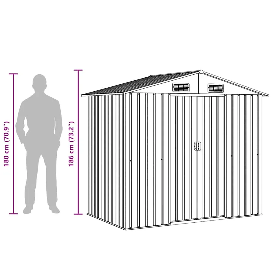 Abri de stockage pour jardin Métal Gris 204 x 132 x 186 cm - 12