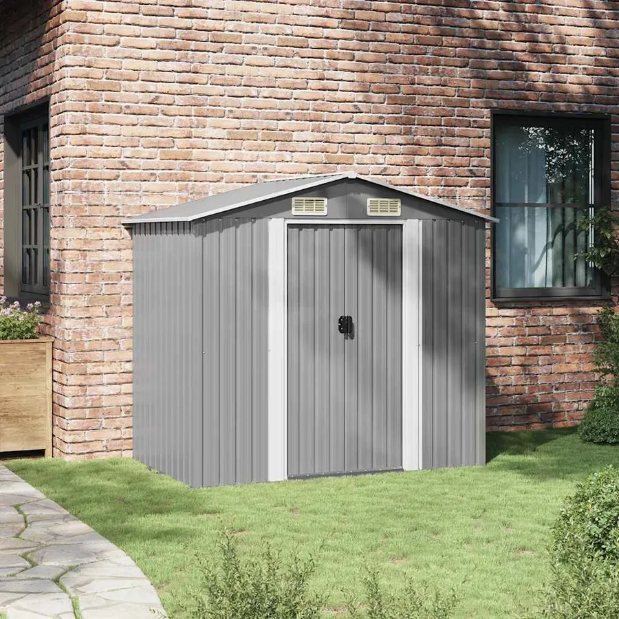 Abri de stockage pour jardin Métal Gris 204 x 132 x 186 cm - 3