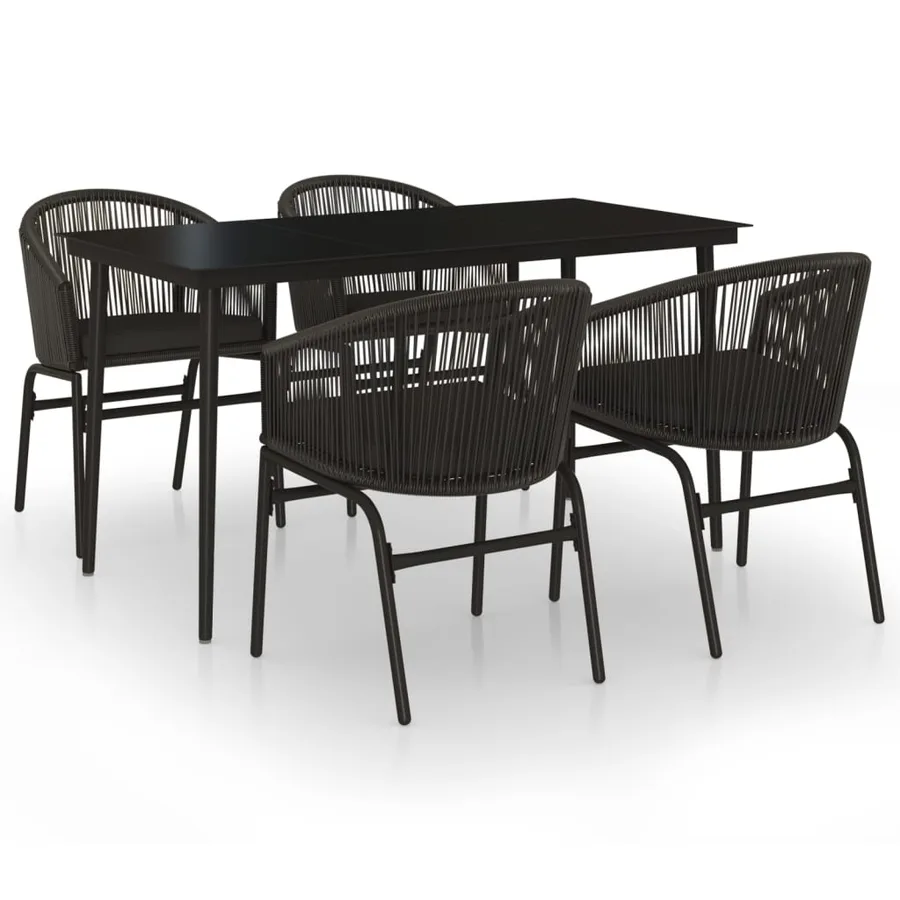 Ensemble à manger de jardin 5 pcs Noir - 2