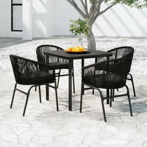 Ensemble à manger de jardin 5 pcs Noir