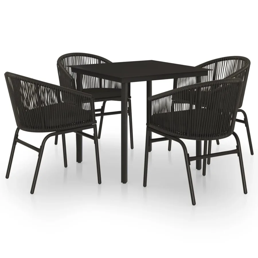 Ensemble à manger de jardin 5 pcs Noir - 2