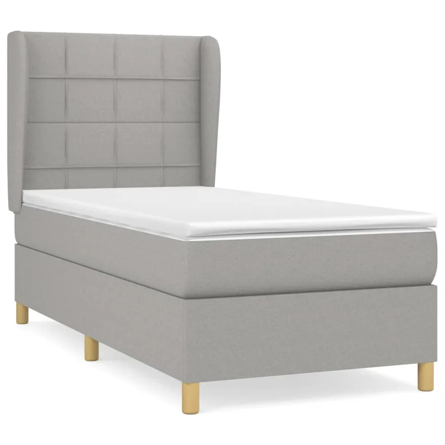 Sommier à lattes de lit avec matelas Gris clair 90x200 cm Tissu - 2